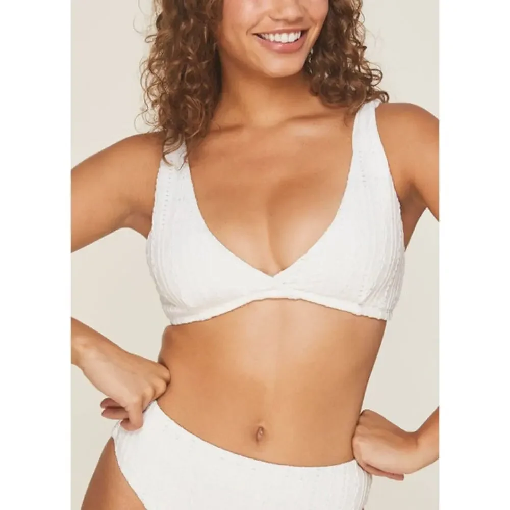 Andie The Belmar Bikini Top in Coconut Floral Eyelet M NWT